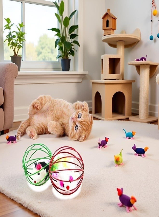 Sluswallow 1Pc Random Color Caged Rats Rolling Wire Cage Plush Mouse Ball Funny Cat Toy Catches The - Hide Balls Interactive Toy, Mice and Animal Toys - Image 5